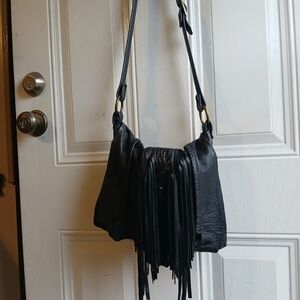 Elegant Black Fringe Shoulder Bag